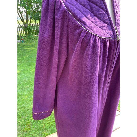 Vintage Vanity Fair Purple Quilted Collar Zip-Front Robe Loungewear Size L 100% - Picture 3 of 9